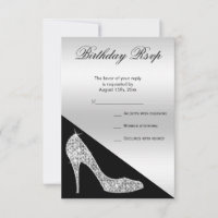 Elegant Sequin Stiletto, Silver & Black Birthday