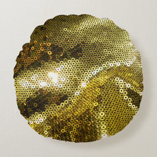 Elegant sequined sparkling textile close up. More  Round Pillow (Front)