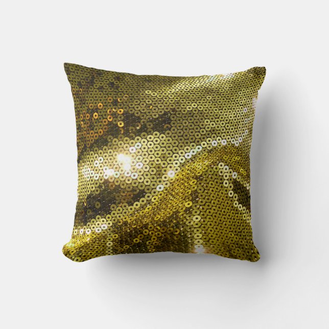 Elegant sequined sparkling textile close up. More  Throw Pillow (Front)