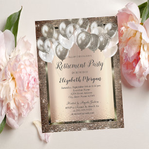 Elegant Sequins Balloons Retirement Inv Invitation
