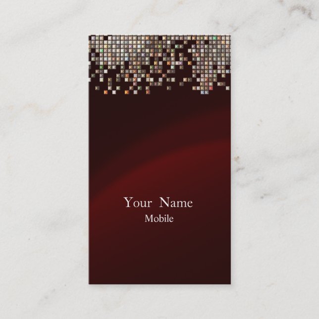 Elegant Sequins Maroon Business Card (Front)