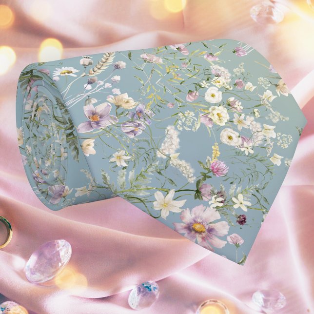 Elegant Serene Blue Floral Necktie (Creator Uploaded)