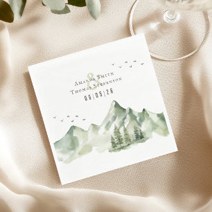 Elegant serene green mountain landscape napkin