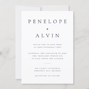Elegant Serif Typography White Minimalist Wedding Invitation