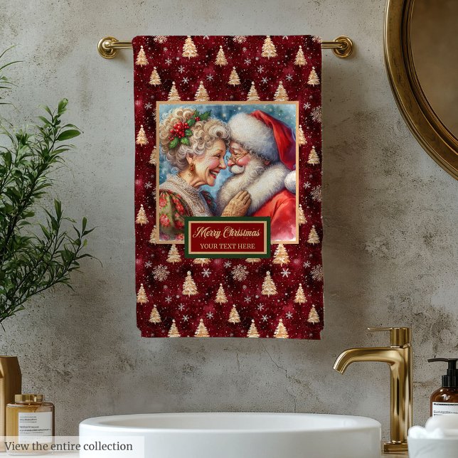 Élégant serviette de bain M. et Mme Claus pour Noë (Stylish Christmas Mr. and Mrs. Claus Bath Towel)