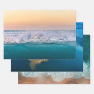 ELEGANT SET OF BEACH LANDSCAPE PHOTOGRAPHS WRAPPING PAPER SHEET