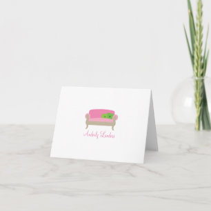 Elegant Settee Sofa Personalized Folded Note Cards