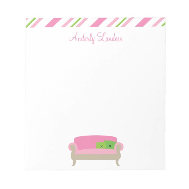 Elegant Settee Sofa Personalized Notepad (Front)