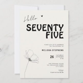 Elegant Seventy Five Bold Typography 75th Birthday Invitation