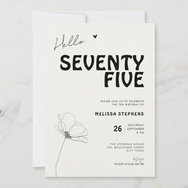 Elegant Seventy Five Bold Typography 75th Birthday Invitation (Front)