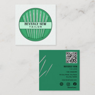 Elegant Sewing Needles Handmade Tailoring Square Business Card