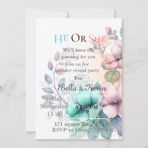 Élégant sexe floral doux révéler invitation