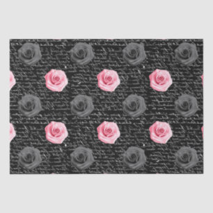 Elegant Shabby Chic Pink Roses and Handwriting Tissue Paper