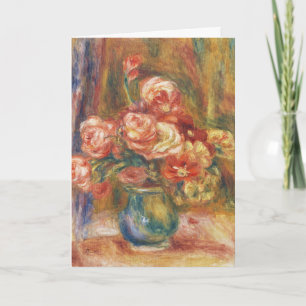 Elegant Shabby Chic Renoir Rose Painting Holiday Card