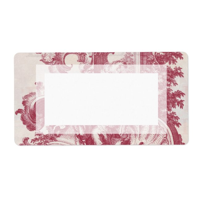 Elegant Shabby French Red Antique Engraving Toile (Front)