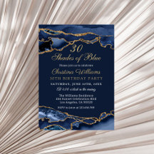 Elegant Shades of Blue Birthday Party Invitation