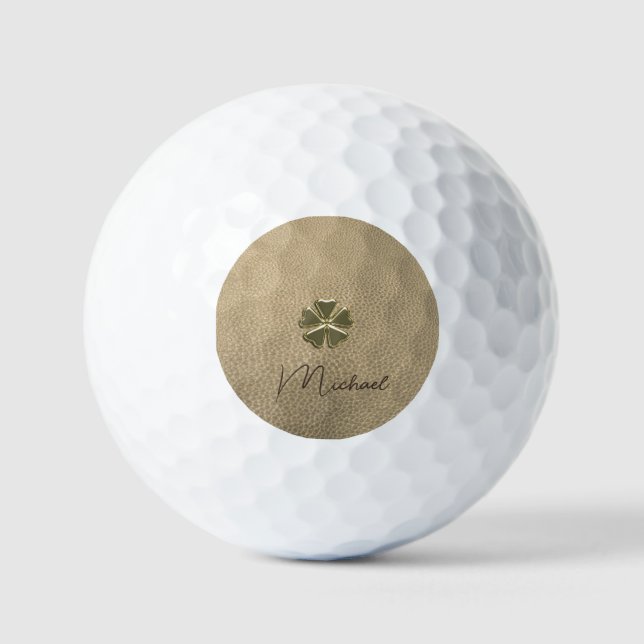 Elegant  Shamrock Patrick's Day Leather Golf Balls (Front)