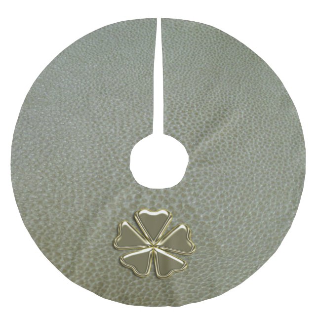 Elegant  Shamrock St.Patrick`s Day,Green Leather Brushed Polyester Tree Skirt (Front)