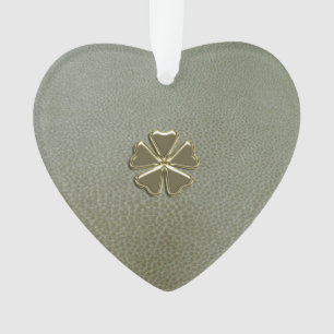 Elegant Shamrock St.Patrick`s Day,Green Leather Ornament