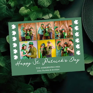 Elegant Shamrock St. Patrick's Day Family photo Holiday Card