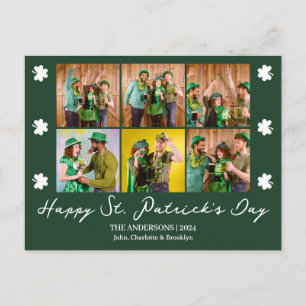 Elegant Shamrock St. Patrick's Day Family photo Holiday Postcard