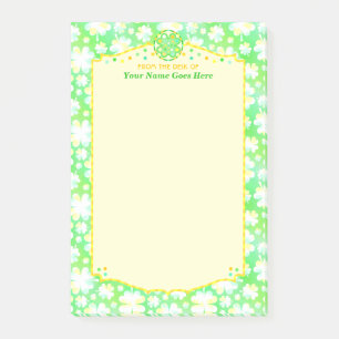 Elegant Shamrocks Clovers Personalized Name Irish Post-it Notes