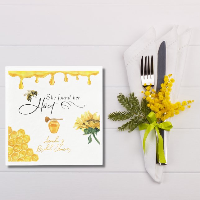 Elegant She Found Her Honey Bee Bridal Shower Napkin (Creator Uploaded)