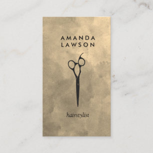 Elegant Shears Comb Grey Watercolor Business Card