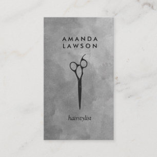 Elegant Shears Comb Grey Watercolor Business Card