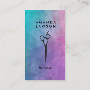 Elegant Shears Comb Watercolor Business Card