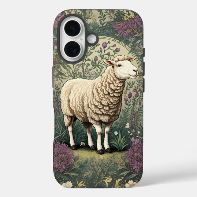 Elegant Sheep Lavender floral Background Case-Mate iPhone Case (Back)