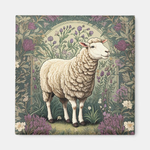 Elegant Sheep Lavender floral Background Magnet