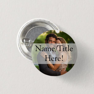 Elegant Sheer Overlay Photo Wedding 1 Inch Round Button