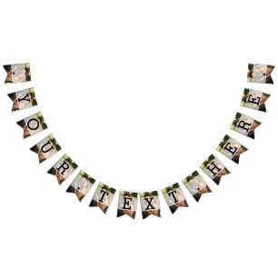 Elegant Sheer Overlay Photo Wedding Bunting Flags