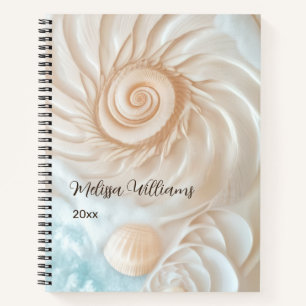 Elegant Shell And Ocean Water Notebook