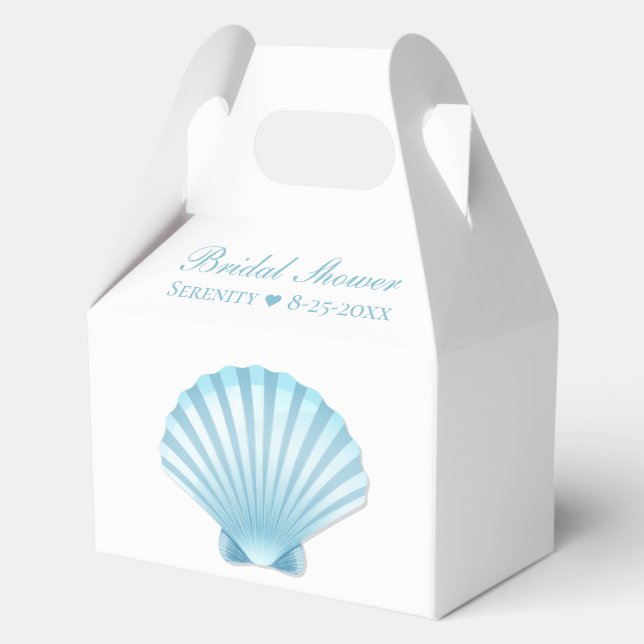 Elegant Shell Blue Nautical Beach Bridal Shower  Favor Box (Front)