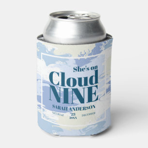 Elegant She's on Cloud Nine Bridal Shower Blue Can Cooler
