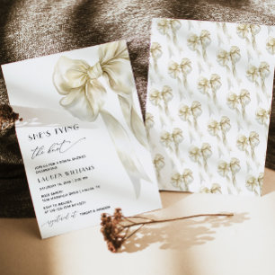 Elegant She's Tying the Knot Bow Bridal Shower Invitation