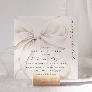Elegant She's Tying the Knot Bow Bridal Shower Invitation