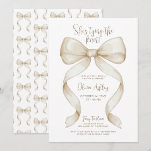 Elegant She's Tying the Knot Bow Bridal Shower Invitation