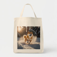 Elegant Shiba Inu Grocery Tote Bag
