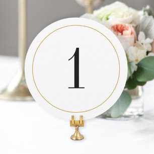 Elegant Shimmer Gold Circle Table Number 1 Card