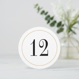 Elégant Shimmer Gold Circle Table Numéro 12 Carte