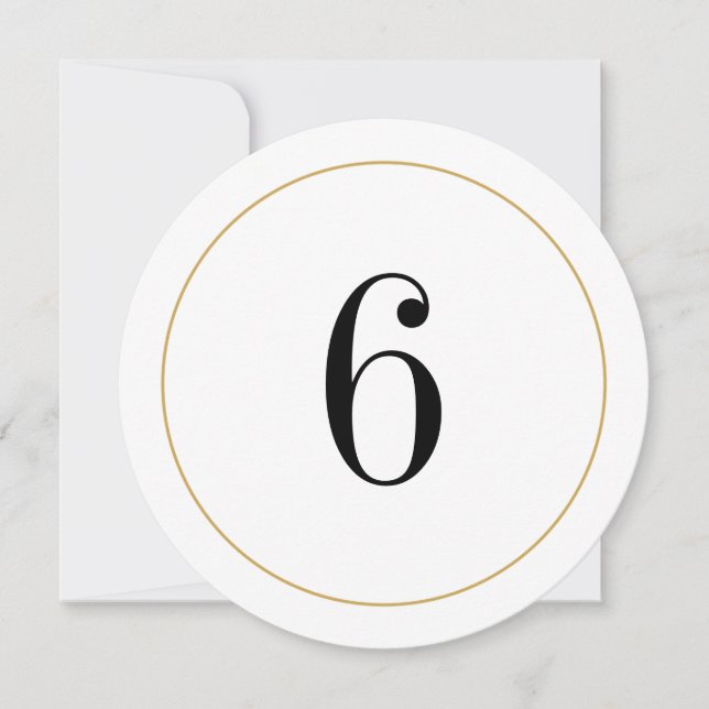 Elégant Shimmer Gold Circle Table Numéro 6 Carte (Devant)
