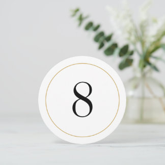Elégant Shimmer Gold Circle Table Numéro 8 Carte