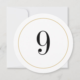Elégant Shimmer Gold Circle Table Numéro 9 Carte