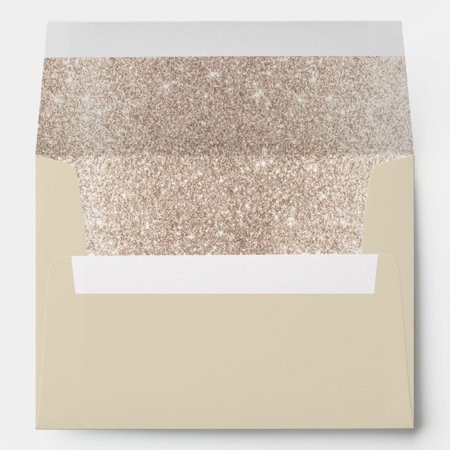 Elegant Shimmer Ivory Gold Glitter Envelope (Back (Bottom))