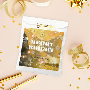 Elegant Shimmering Gold Bokeh Light Christmas Favour Bag