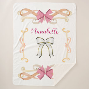 Elegant Shimmery Bow-Ribbon Name Personalize Sherpa Blanket