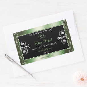Elegant Shimmery Green Black Product Labels Jewels